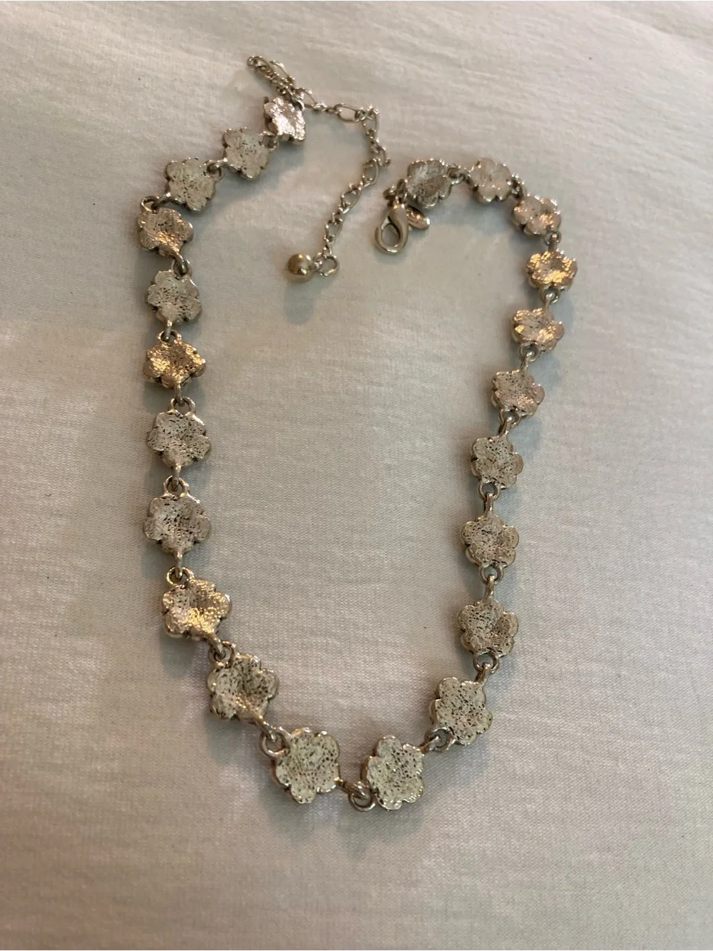 Ann Taylor Flower Link Necklace with Aurora Borealis Crystals